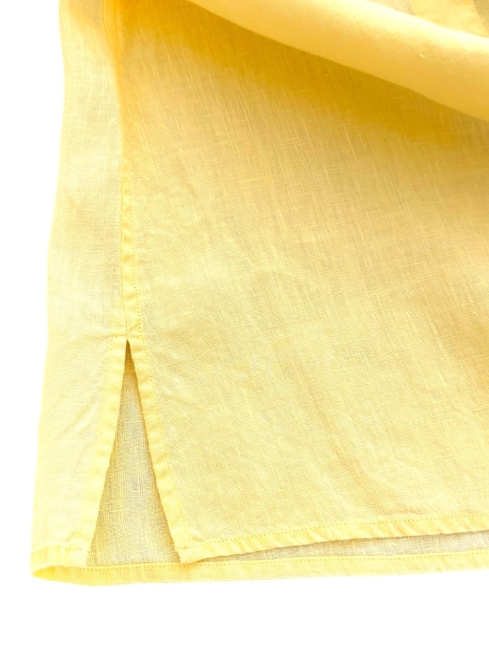 Talbots Size 10 Pure Irish Linen Yellow Button Front Long Sleeve Blouse - Picture 5 of 9